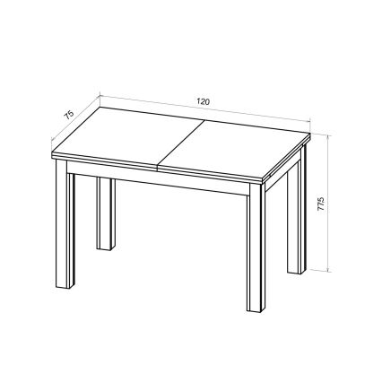 Uitschuifbare eettafel DOO 120/160x75 cm eiken artisan