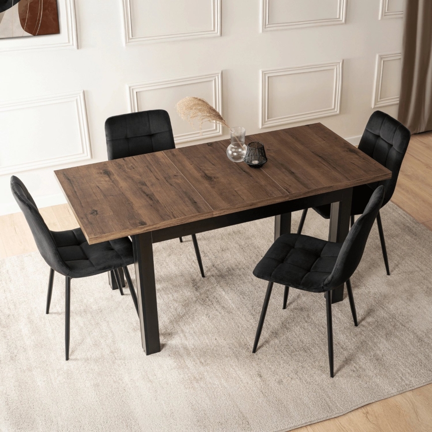 Uitschuifbare eettafel DOO 120/160x75 cm macadamia/zwart