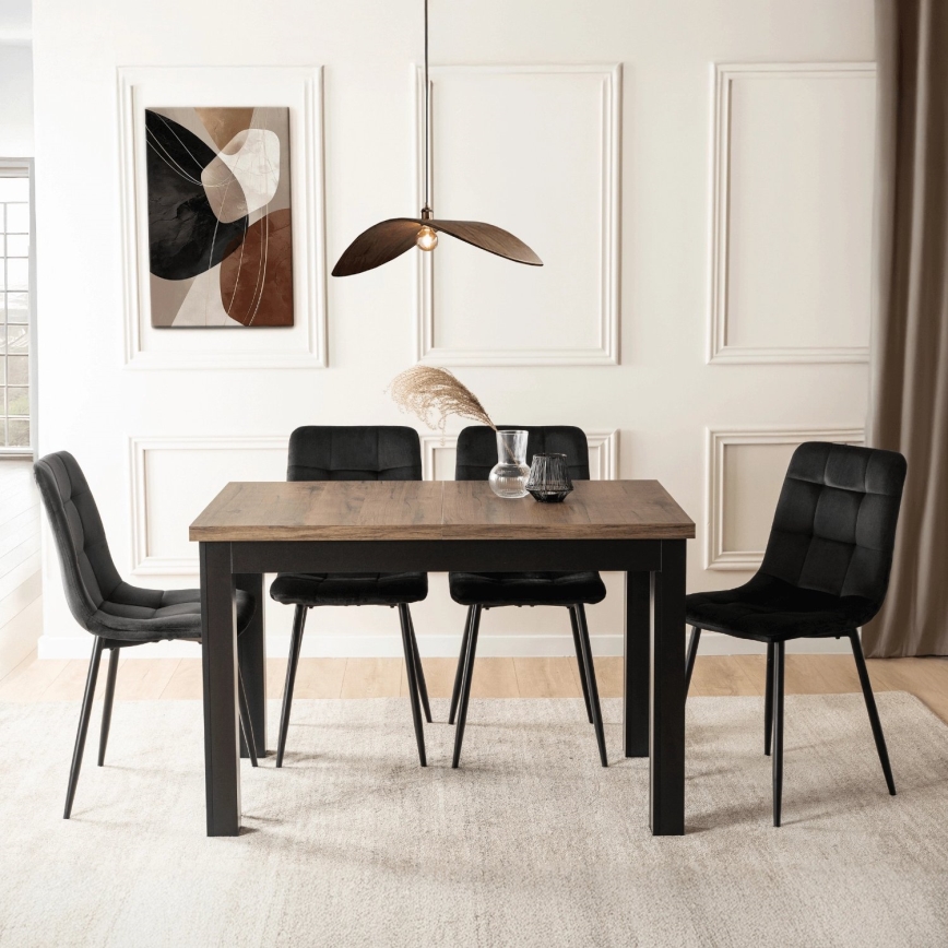 Uitschuifbare eettafel DOO 120/160x75 cm macadamia/zwart