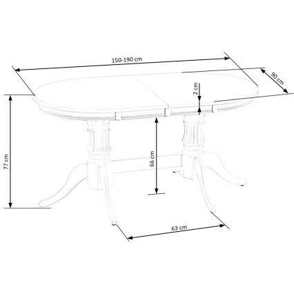 Uitschuifbare eettafel FUERTE 150/190x90 cm wit