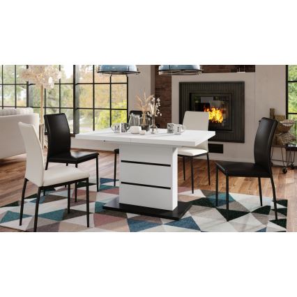 Uitschuifbare eettafel PAOLO wit/zwart