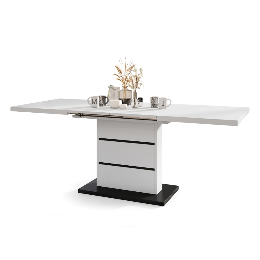 Uitschuifbare eettafel PAOLO wit/zwart