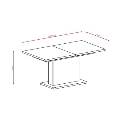 Uitschuifbare eettafel STRAP 160/200 x 90 cm wit