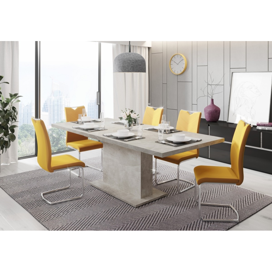 Uitschuifbare eettafel STRAP betongrijs
