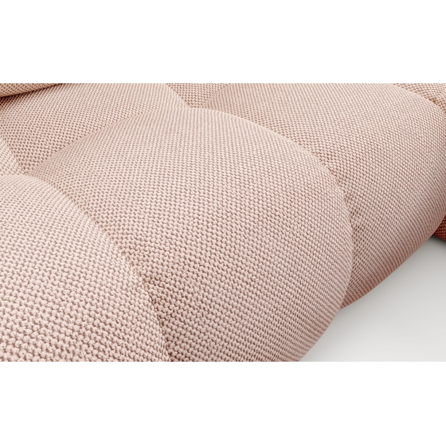 Uitklapbare gestoffeerde hoekbank ALMADA met opbergruimte, L-vorm, rechterhoek, roze