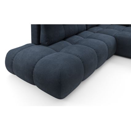 Gepolsterde hoekbank met slaapfunctie en opbergruimte in L‑vorm ALMADA rechts blauw