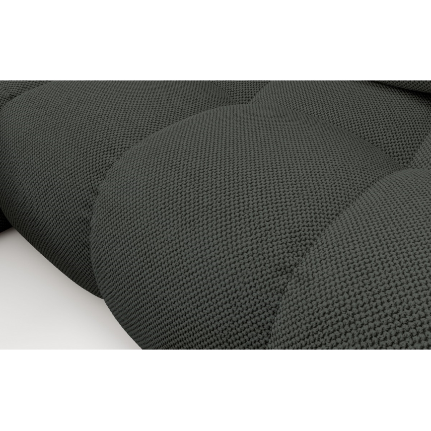 Uitklapbare gestoffeerde L-hoekbank met slaapfunctie en opbergruimte ALMADA, links, antraciet