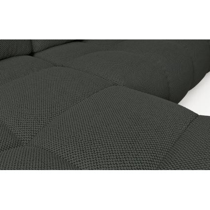 Uitklapbare gestoffeerde L-hoekbank met slaapfunctie en opbergruimte ALMADA, links, antraciet