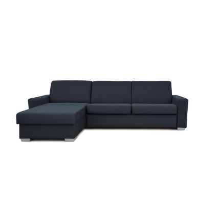 Uitschuifbare hoekbank voor dagelijks gebruik met opbergruimte, L-vorm, LEKA links, blauw
