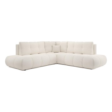 Uitschuifbare hoekbank met bekleding en opbergruimte, L-vormig, ALMADA, rechts, beige