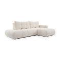 Uitschuifbare hoekbank met bekleding en opbergruimte, L-vormig, ALMADA, rechts, lichtbeige