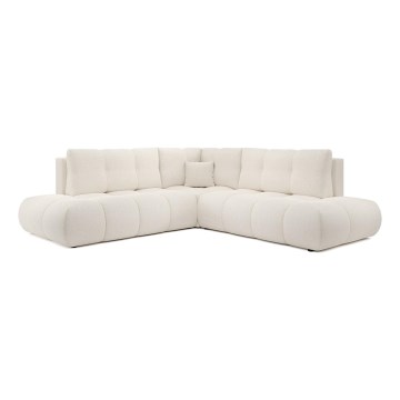 Uitschuifbare hoekbank met opbergruimte, L-vorm, ALMADA links, beige