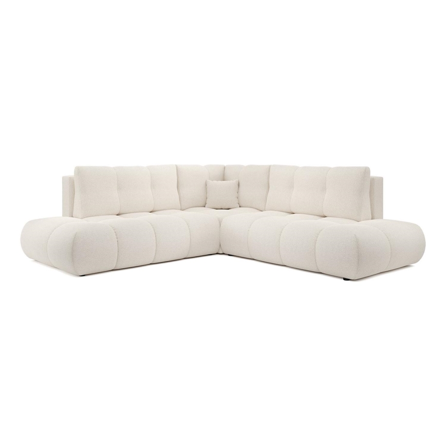 Uitschuifbare hoekbank met opbergruimte, L-vorm, ALMADA links, beige