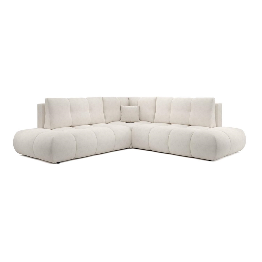 Uitschuifbare hoekbank met opbergruimte, L-vorm, ALMADA links, beige