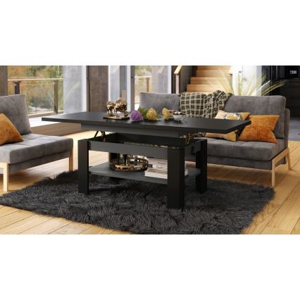 Uitschuifbare salontafel met hefblad ROY 130/170x65 cm zwart/antraciet
