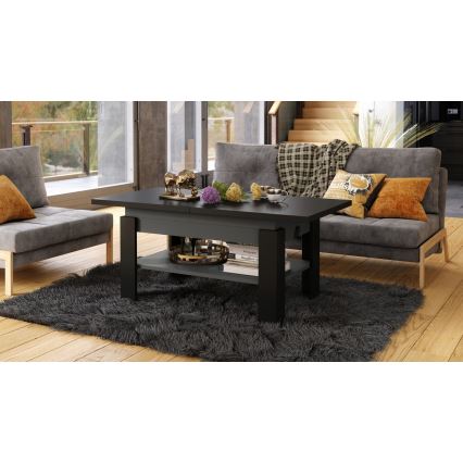 Uitschuifbare salontafel met hefblad ROY 130/170x65 cm zwart/antraciet