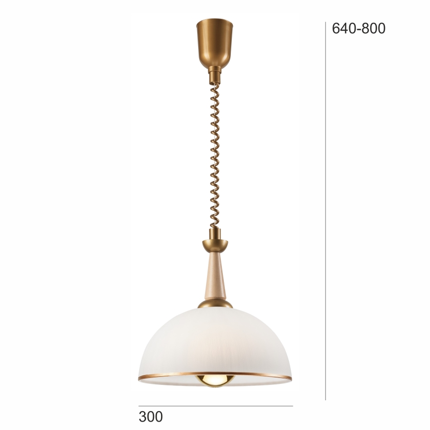 Uittrekbare plafondlamp CHIARA 1xE27/60W/230V beige/beuk