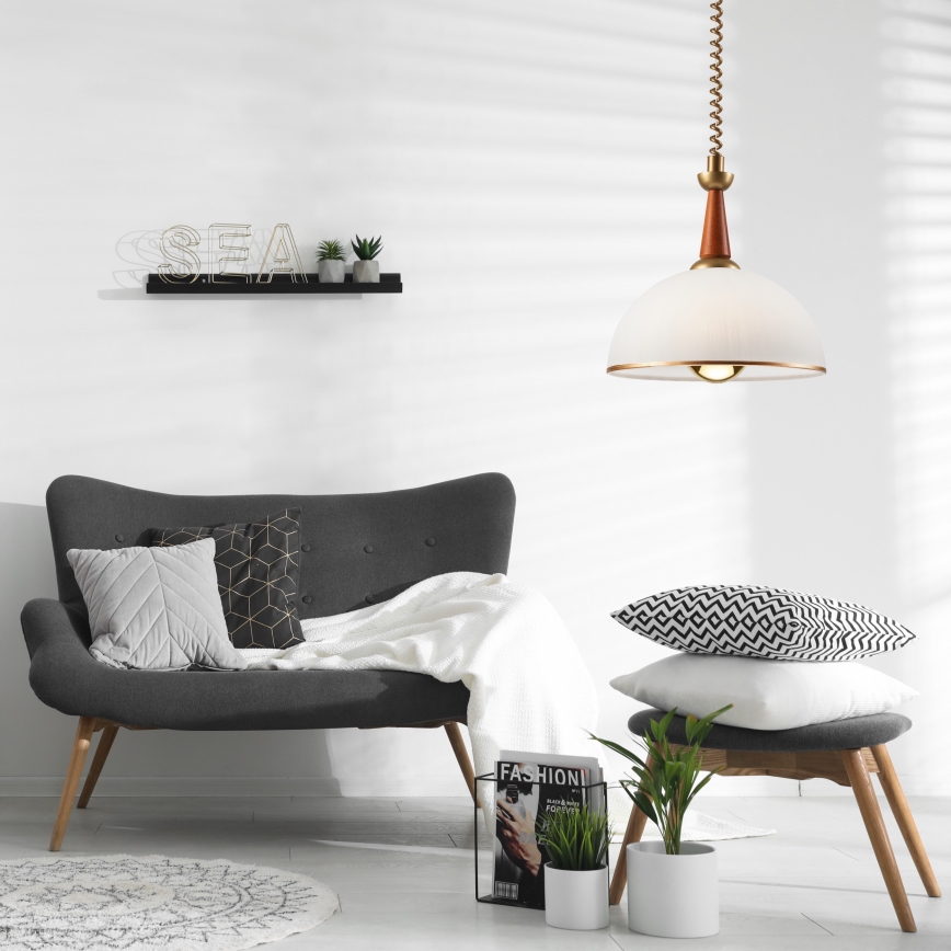 Uittrekbare plafondlamp CHIARA 1xE27/60W/230V donkerbruin/beuk