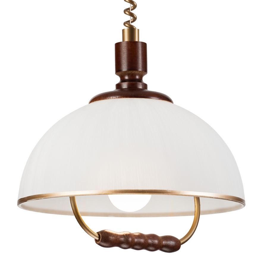 Uittrekbare plafondlamp RAMONA 1xE27/60W/230V beige/donkerbruin/dennenhout
