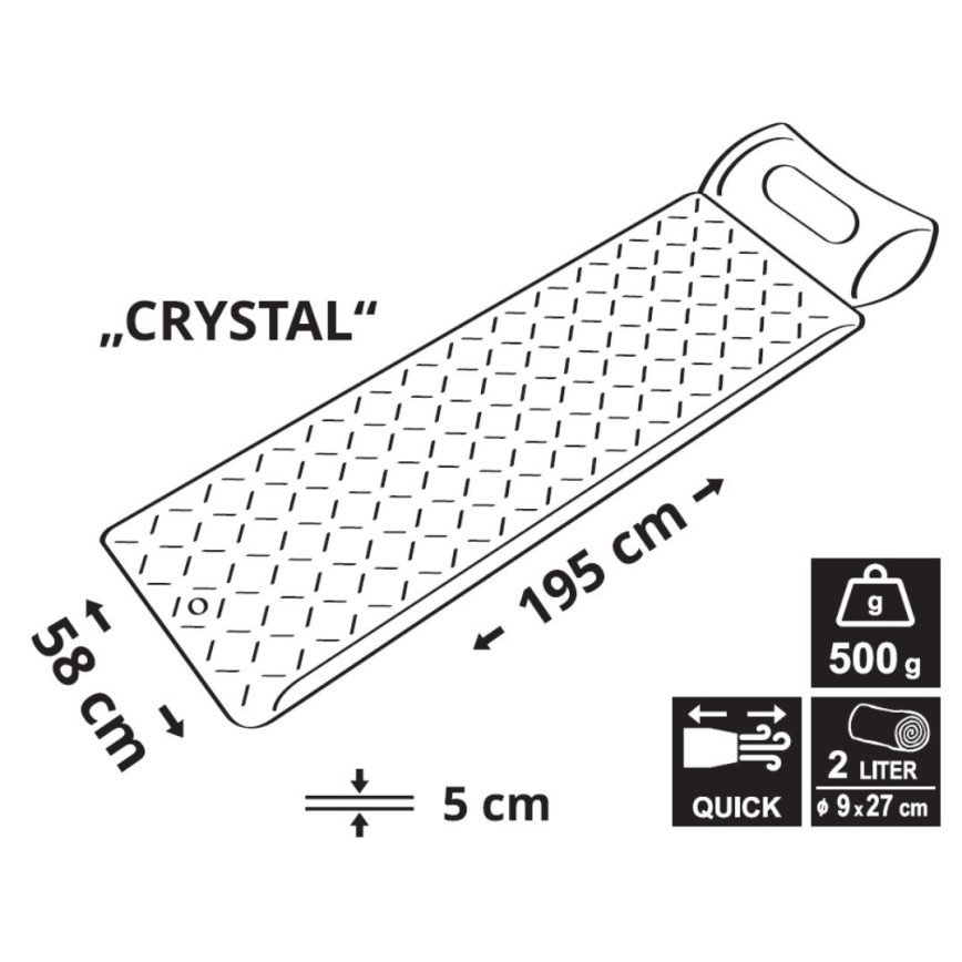 Ultralichte opblaasbare campingmat 500 g grijs