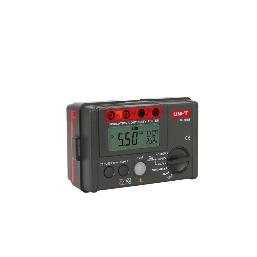 Uni-T UT501B - Testeur de résistance d'isolement (mégaohmmètre), alimenté par 6 piles AA