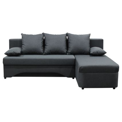Canapé d'angle universel convertible en L ALMEIDA anthracite avec espace de rangement