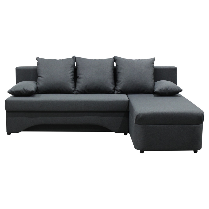 Canapé d'angle universel convertible en L ALMEIDA anthracite avec espace de rangement
