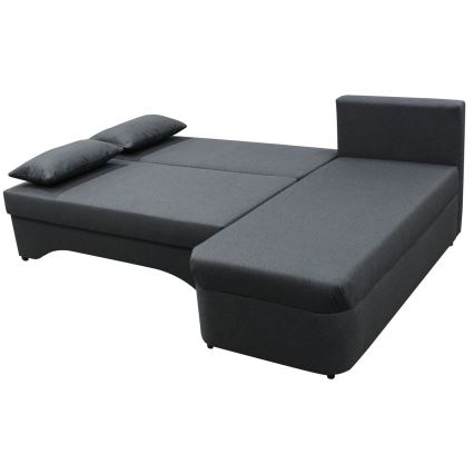 Canapé d'angle convertible universel en L avec coffre de rangement ALMEIDA — anthracite