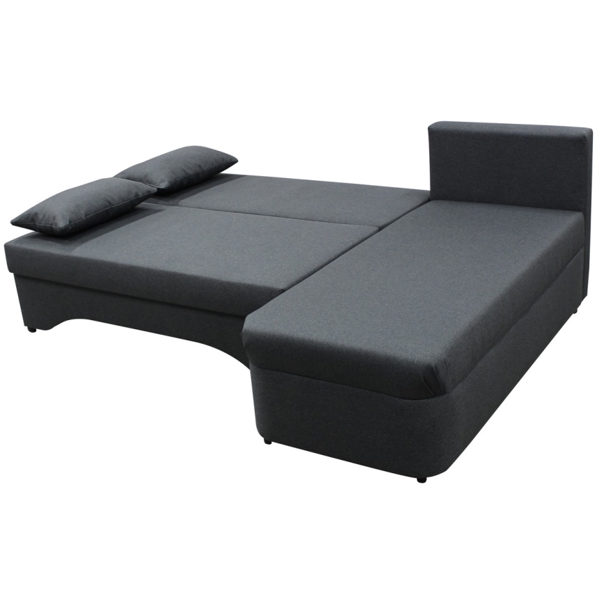 Canapé d'angle convertible universel en L avec coffre de rangement ALMEIDA — anthracite