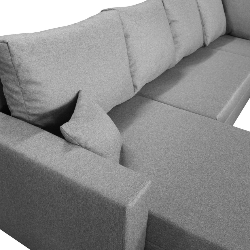 Universeel omkeerbare U-vormige uitklapbare hoekbank SEYA met opbergruimte, grijs