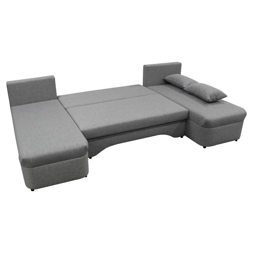 Canapé d'angle convertible réversible en U avec coffre de rangement ALMEIDA gris