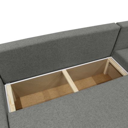 Universele U-vormige hoekbank ALMEIDA met slaapfunctie en opbergruimte, antraciet