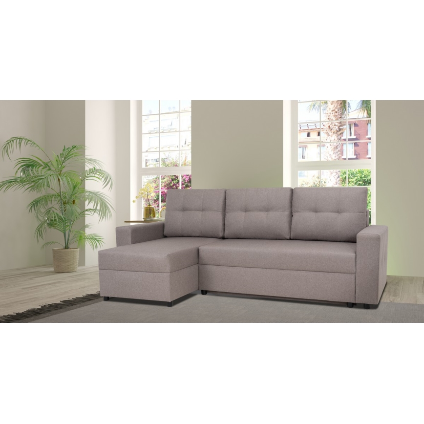 Universele hoekbank met slaapfunctie en opbergruimte SEVILLA grijs