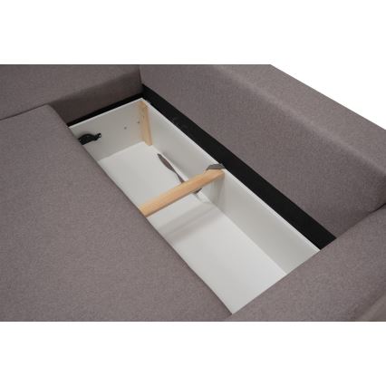 Universele hoekbank met slaapfunctie en opbergruimte SEVILLA grijs