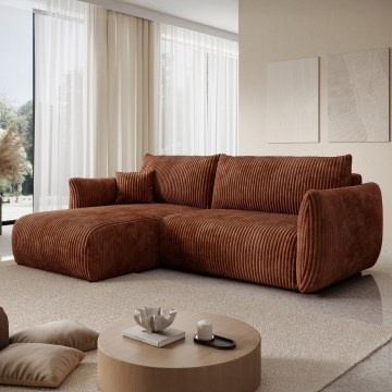 Universele uitklapbare L-hoekbank FRIDA met opbergruimte, bruin