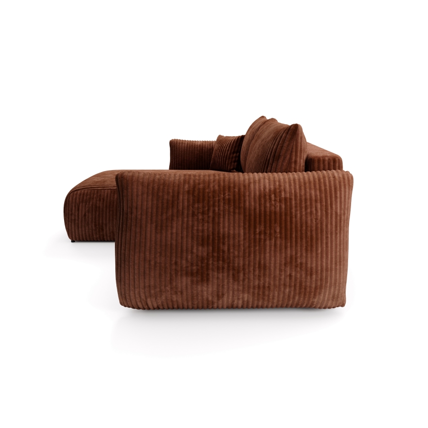 Universele uitklapbare L-hoekbank FRIDA met opbergruimte, bruin