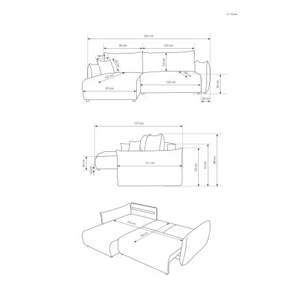 Universele uitklapbare L-hoekbank FRIDA met opbergruimte, bruin