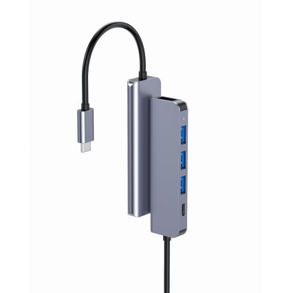 USB-C-hub 5-in-1 met Power Delivery 100W
