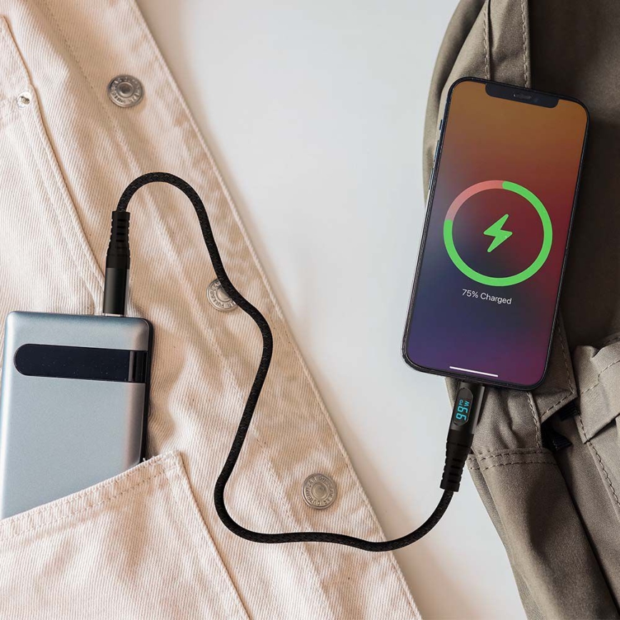 USB-C-kabel met LED-display 100W 1m