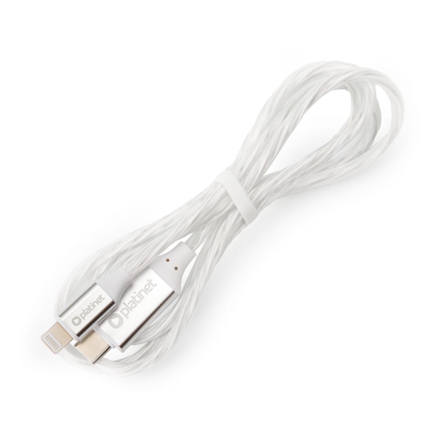 USB-kabel USB-C / Lightning verbindingsstuk met LED achtergrondverlichting 27W 1m wit