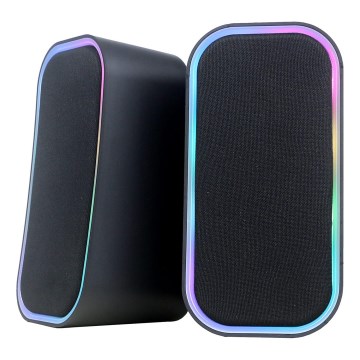 USB Speakers met RGB achtergrondverlichting 2x3W/5V zwart