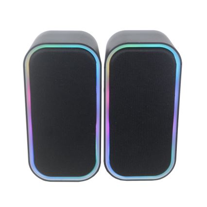 USB Speakers met RGB achtergrondverlichting 2x3W/5V zwart