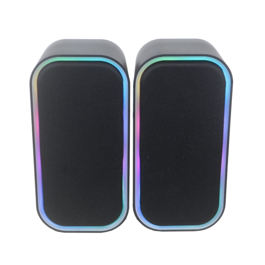USB Speakers met RGB achtergrondverlichting 2x3W/5V zwart