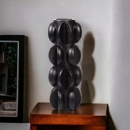 Vaas 37x15 cm, hars/mat zwart