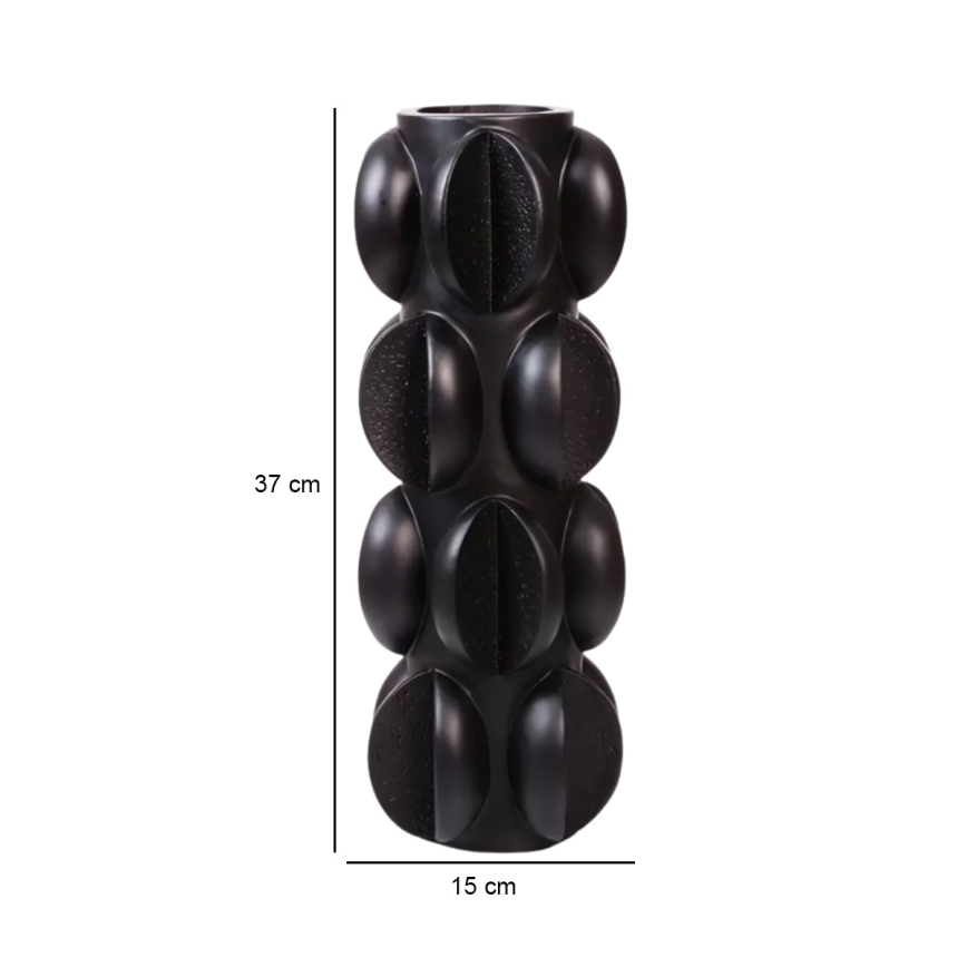Vaas 37x15 cm, hars/mat zwart