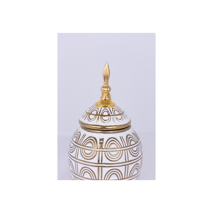 Vaas van keramiek 28x15 cm goud/wit