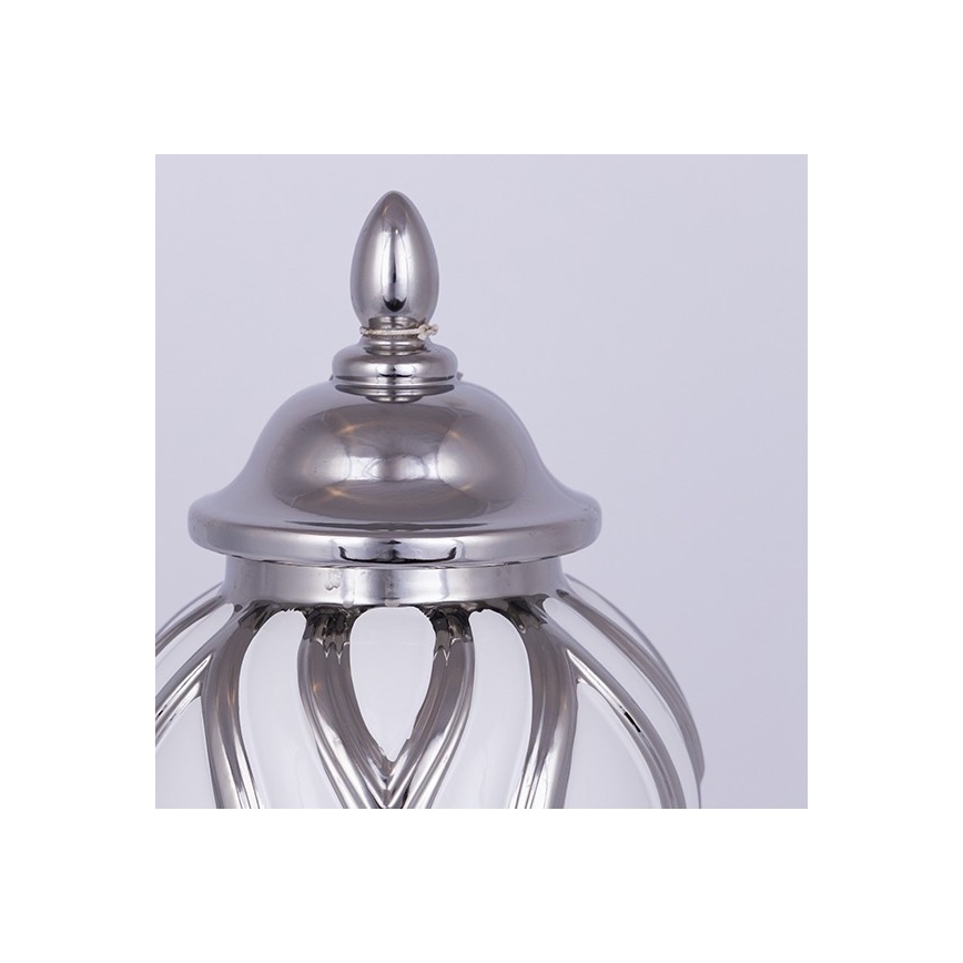 Vaas van keramiek 35x18,5 cm zilver/wit
