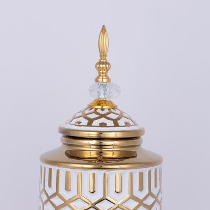 Vaas van keramiek 45,7x16,9 cm goud/wit