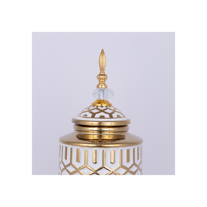 Vaas van keramiek 45,7x16,9 cm goud/wit