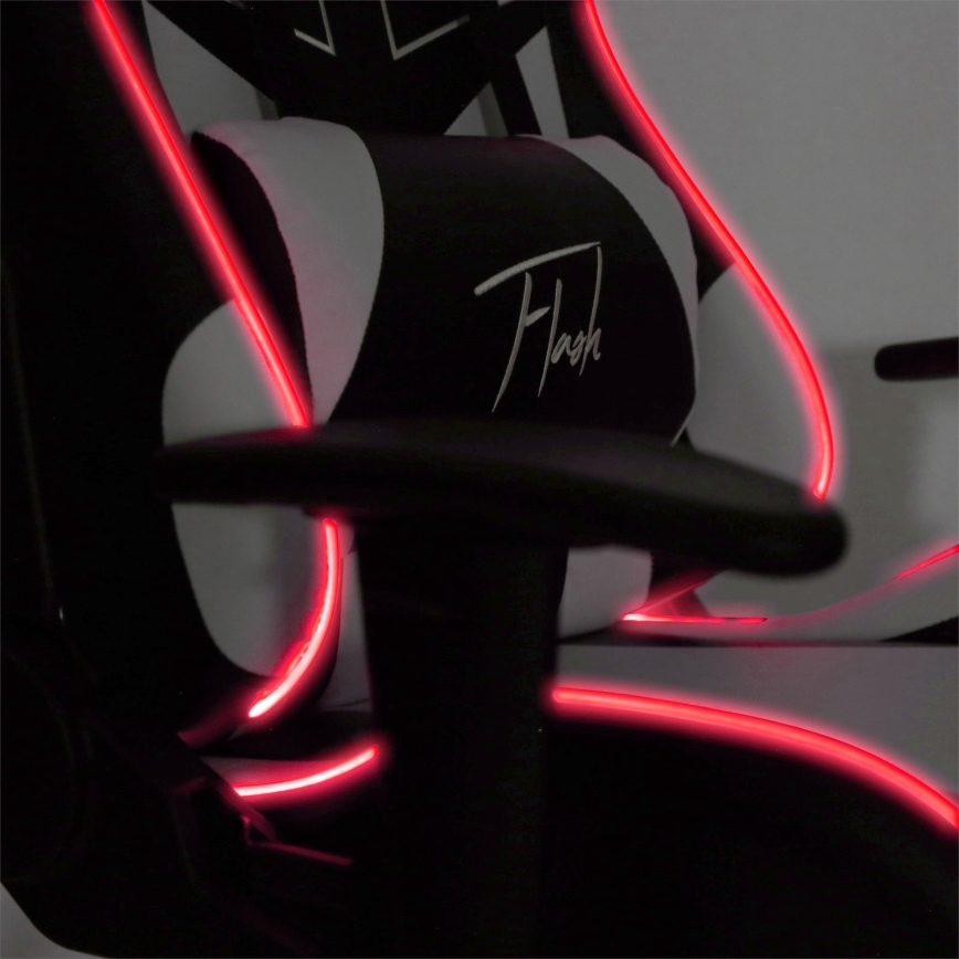 VARR Flash gaming Stoel met LED RGB achtergrondverlichting + afstandsbediening zwart wit